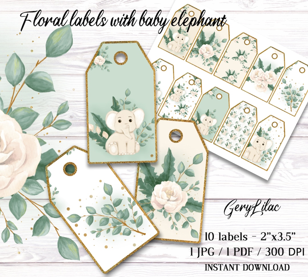 Elephant Label Template Printable, Daycare Labels, Hand Lettering