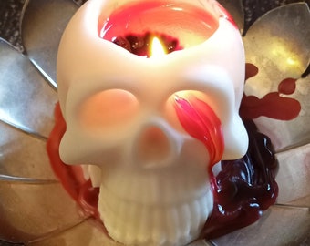 Bleeding Skull Candle Hand Poured