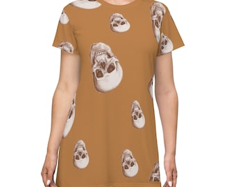 Skull Print T-Shirt Dress | Spooky Halloween Fashion