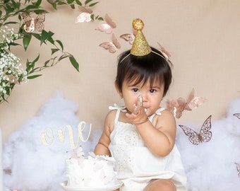 Gold Birthday Hat, Gold Party Hat, First Birthday Hat, Over the Hill Birthday, Little Blue Olive