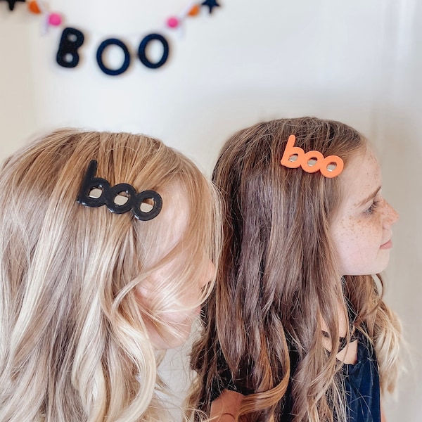 Boo Hair Clips, Boo Pigtail Clips, Halloween Barrette, Halloween Hair Clip, Hair Clip, Girl Hair Clip