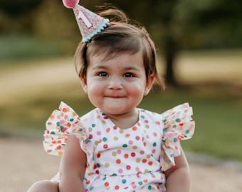 Birthday Party Hat, Girl's Birthday Party Hat, Multi-Colored Pastel Party Hat, Little Blue Olive, Party Hat