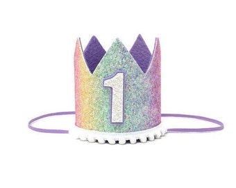 Birthday Crown, Rainbow Birthday, Girls First Birthday, Party Hat, Birthday Party Hat, Little Blue Olive