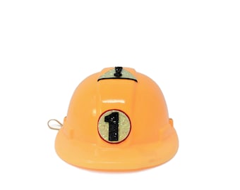 Boy's 1st Birthday Construction Hat: Yellow Plastic Party Hat