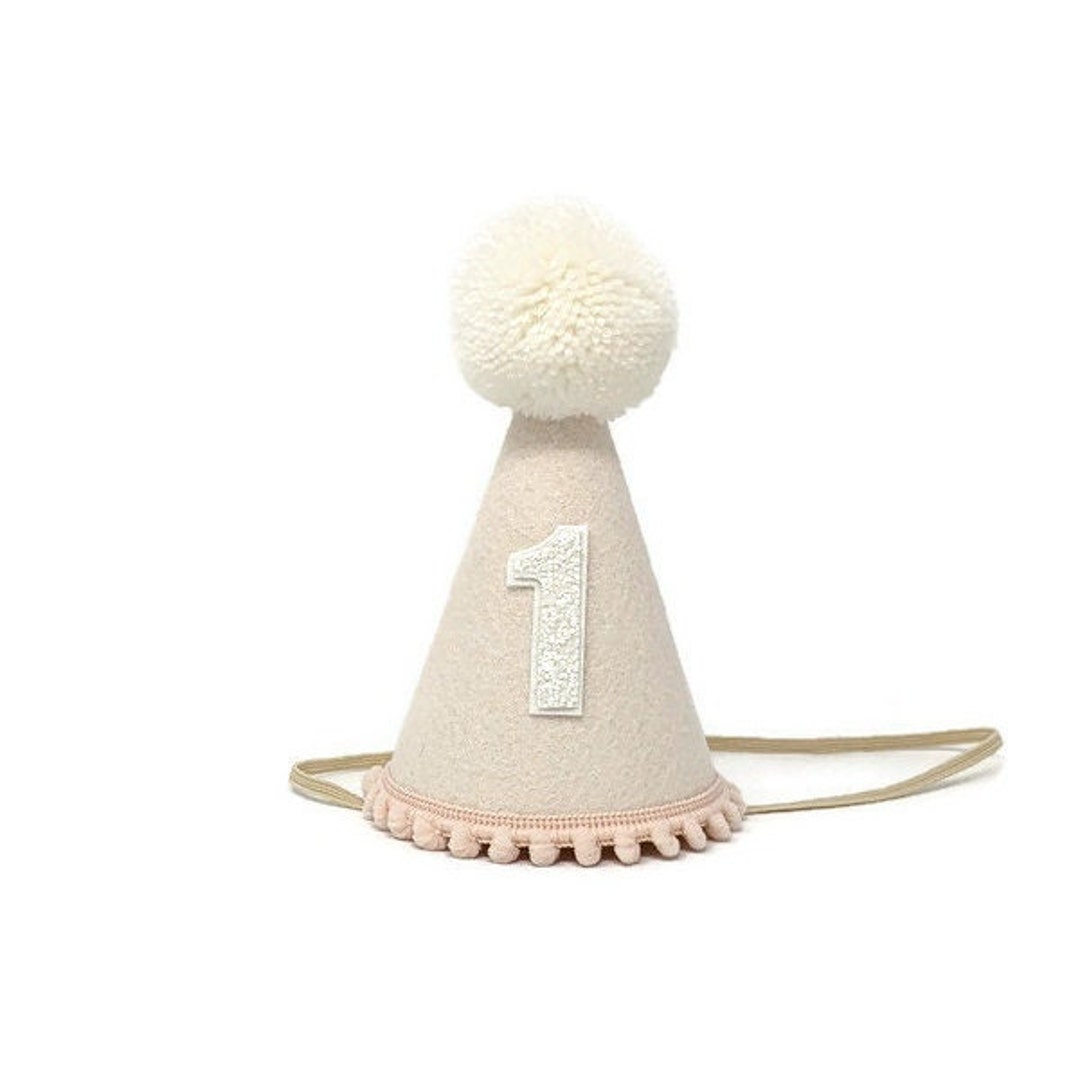 Over The Moon ONE Party Hat with Laurel Wreath Embroidery, Blue main image 0