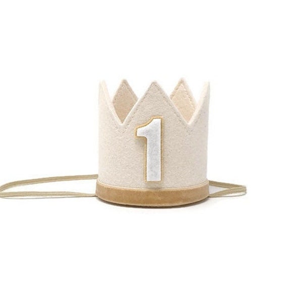 1st Birthday Boy Crown || 1st Birthday Party Hat || Boy's First Birthday || Boy Birthday Outfit || Linen and Beige