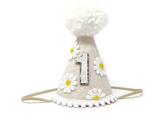 White Daisy Birthday Hat, Groovy Birthday Party, Daisy Birthday, Flower Party, Little Blue Olive, Girl First Birthday, White Daisy