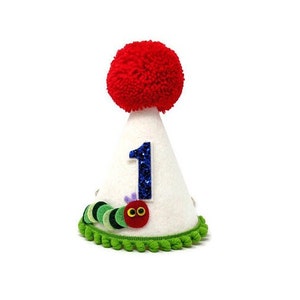Sombrero de fiesta de fieltro o brillantina para primer cumpleaños de Caterpillar, cualquier número