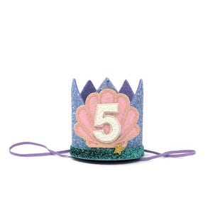 Mermaid Birthday Crown, Seashell Number Party Hat