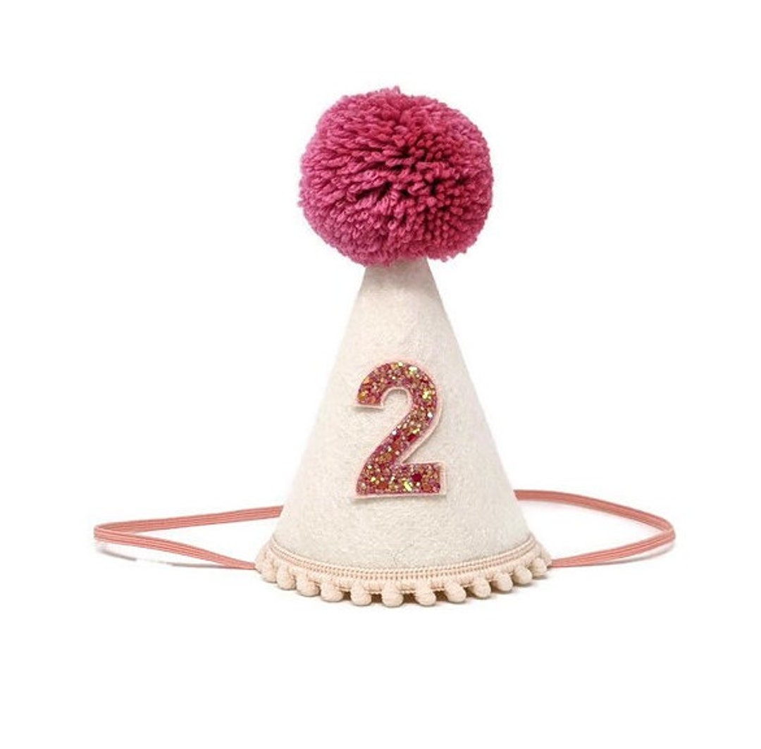 White Linen/Light Pink Satin Number Birthday Hat main image 0