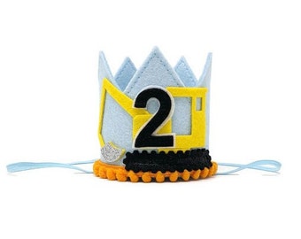 Construction Birthday, Excavator Birthday Crown, Boy&#39;s Construction Birthday Hat, First Birthday Party, Boy Birthday, Construction Party