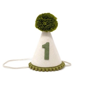 Linen and Green Birthday Party Hat, Birthday Party Hat, Boys first birthday, Olive Party Hat, Little Blue Olive, Party Hat