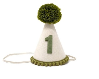 Linen and Green Birthday Party Hat, Birthday Party Hat, Boys first birthday, Olive Party Hat, Little Blue Olive, Party Hat