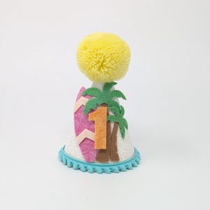 Girl&#39;s surf Birthday, the big one birthday party, Surfboard Birthday Hat, Tropical Birthday Vacation, Summer Birthday