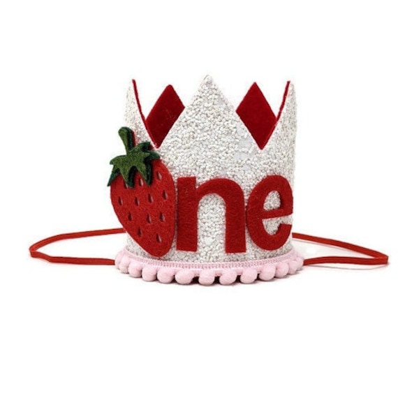1st Birthday Girl Strawberry Crown, Strawberry Birthday Crown, Cake Smash, Little Blue Olive, Fruity Birthday