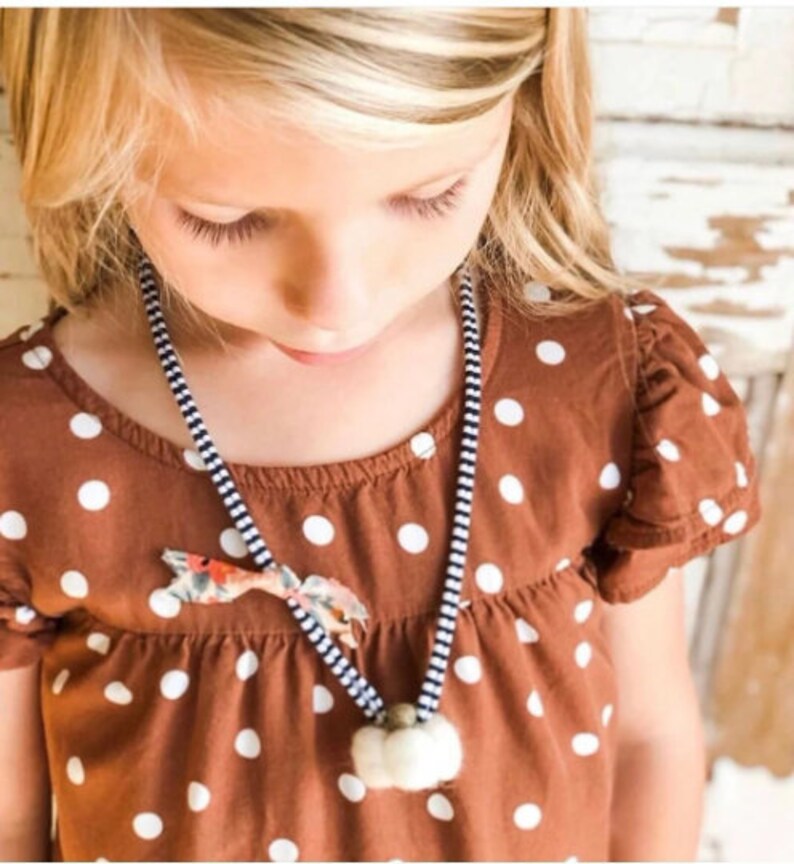 Pumpkin Necklace, Children's Halloween Necklace, Halloween Necklace, Children's Jewelry, Childs Necklace, Little Blue Olive image 2