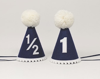 Birthday Hat, Boy's Birthday Party Hat, Boys first birthday, Navy and White, Party Hat, Little Blue Olive, Felt Party Hat