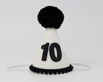 Black and White Birthday Party Hat, Birthday Party Hat, Girls first birthday, Black and White Party, Little Blue Olive, Birthday Party Hat