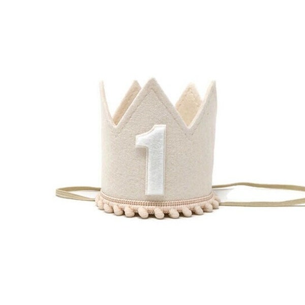 1st Birthday Girl Crown || 1st Birthday Party Hat || Girl's First Birthday || Girl Birthday Outfit || Linen and Blush