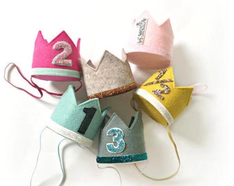 Felt Birthday Crown, Glitter Number, Photo Prop