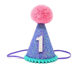 Girls First Birthday Party, Birthday Party Hat, Lavender Party, Little Blue Olive Party Hat