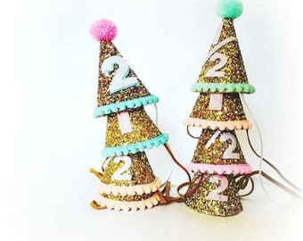 Pet, Design Your Own Small Glitter Party Hat, Add Any Number, Pet Birthday Party Hat, Dog Hat, Cat Hat