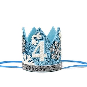 First Birthday Glitter Crown, First Birthday Girl Crown, Frozen Party, Snowflake, Blue Glitter Crown