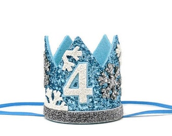 First Birthday Glitter Crown, First Birthday Girl Crown, Frozen Party, Snowflake, Blue Glitter Crown
