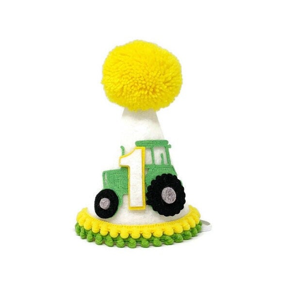 Tractor Birthday Party Hat, First Birthday Party Hat, Boys first birthday, John Deere Birthday Party, Little Blue Olive, Farm Party