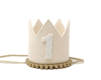 1st Birthday Boy Crown || 1st Birthday Party Hat || Boy's First Birthday || Boy Birthday Outfit || Linen and Beige