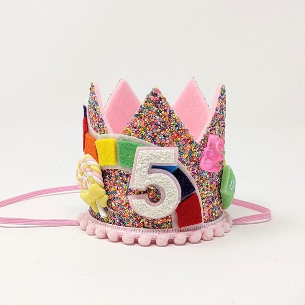 Candy Birthday Party, Candy Crown, Candy Party Hat, Girls First Birthday Party, Little Blue Olive, Candy Theme Party, Two Sweet