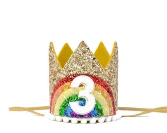 1st Birthday Girl Rainbow Crown, Rainbow Birthday Crown, Rainbow Baby photo Prop, one birthday crown, Little Blue Olive, Rainbow Birthday