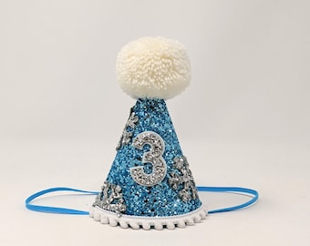 Girls First Birthday Party, Birthday Party Hat, Winter Party, Frozen Party, Snowflake Party, Little Blue Olive Party Hat