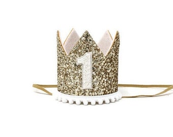 1st Birthday Boy Crown ||  1st Birthday Party Hat || First Birthday Crown|| Boy Birthday Outfit || Pale Gold + White