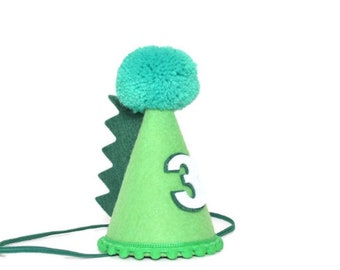 Dinosaur Birthday Party Hat, Dino Birthday Hat, Any Age Large Party Hat, First Birthday Cake Smash, Little Blue Olive