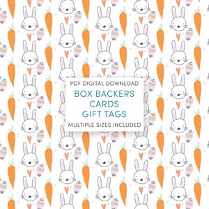easter bunnies carrots box backer, sized printable cookie box backers, instant digital download