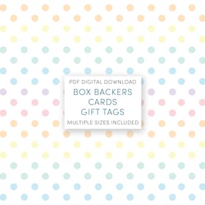 easter pastel polkadot rainbow box backer, sized printable cookie box backers, instant digital download