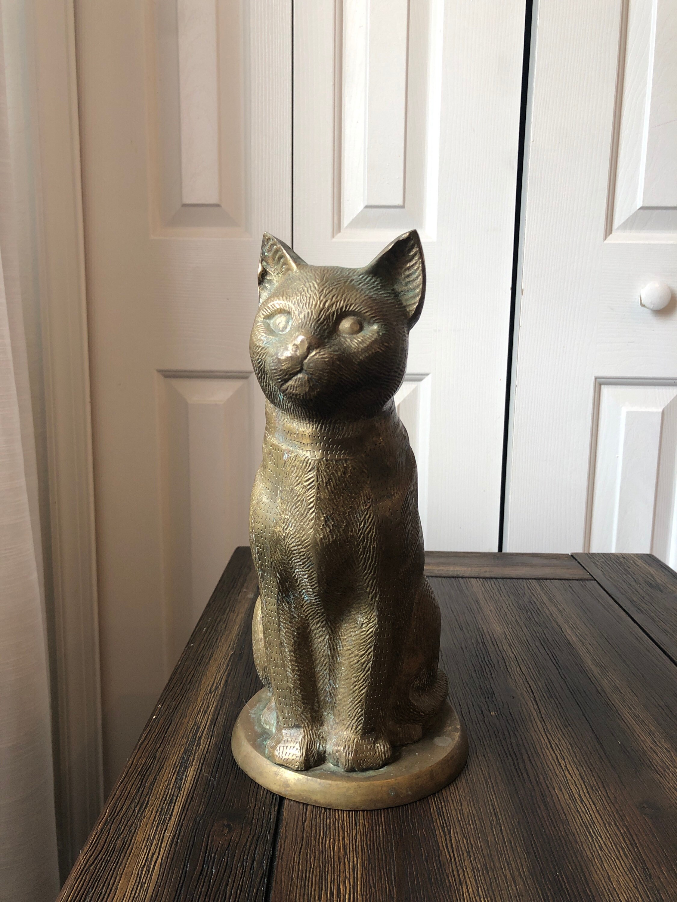 Rare Vintage Cat Doorstop Brass Made in India Etsy