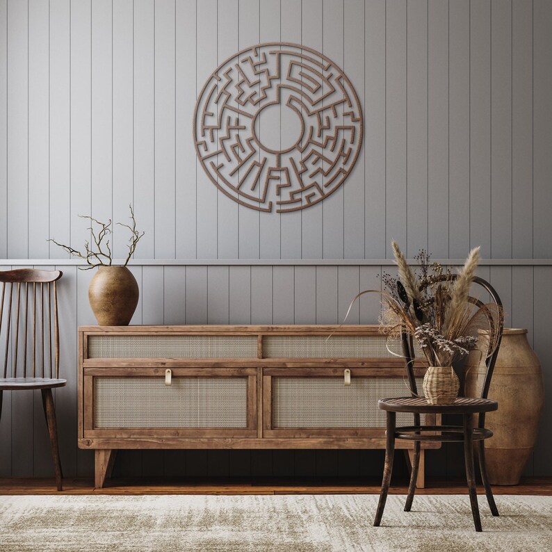 Labyrinth Wall Art Maze Metal Art Maze Wall Art Minimalist Etsy