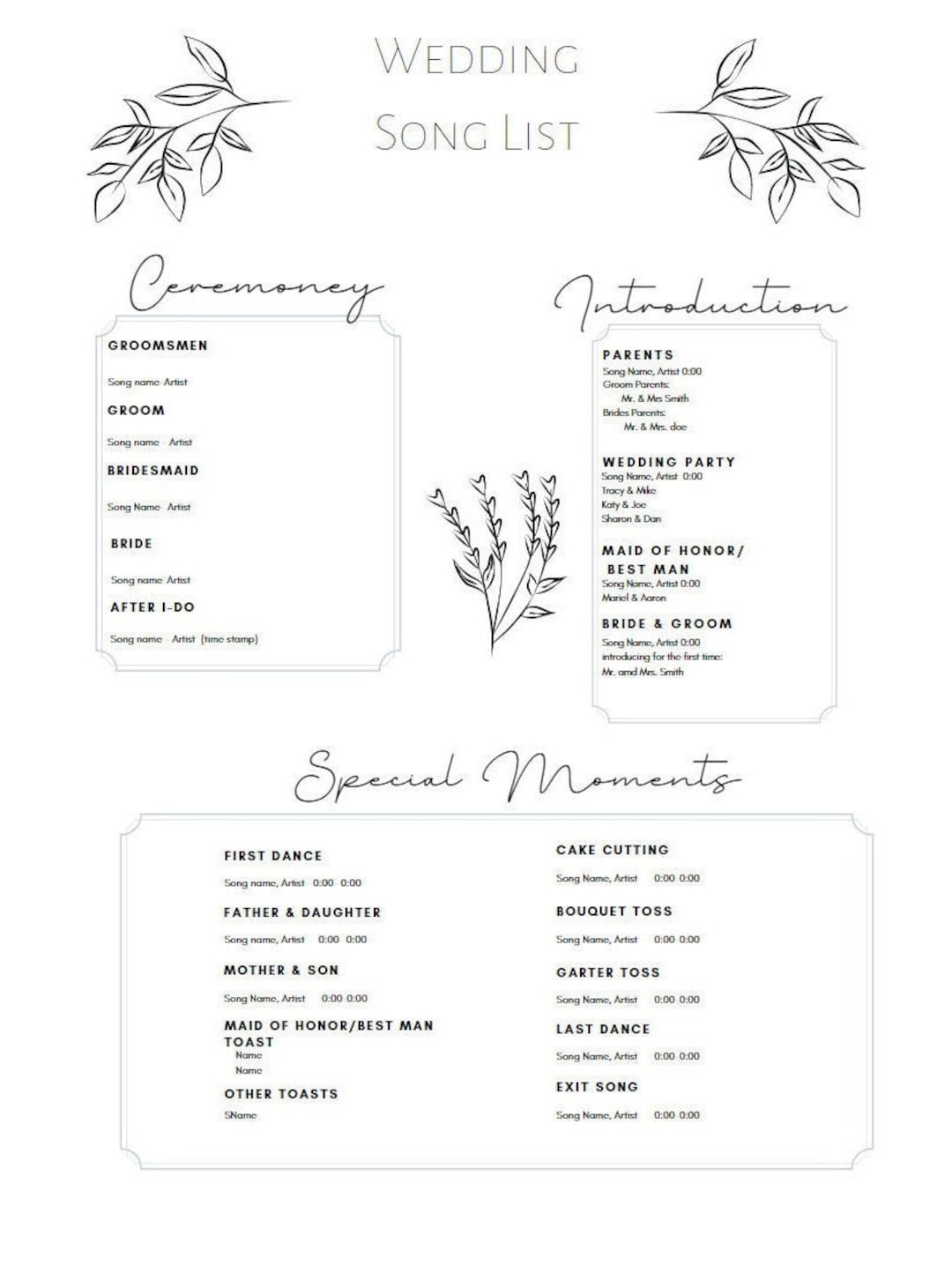 Wedding Music Planning Document - Etsy