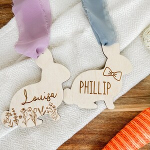 Bunny Easter Basket Tag | Floral Easter Tag | Bow Tie Bunny Name Tag | Easter Basket Tag | Bunny Tag | Kids Easter Basket | Floral Bunny Tag