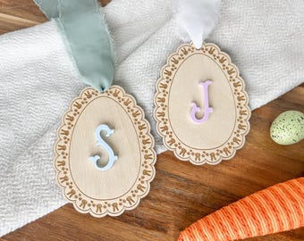 Scalloped Lace Easter Basket Tag | Bunny Easter Tag | Name Tag | Easter Basket Tag | Easter Tag | Kids Easter Basket | Floral Bunny Egg Tag