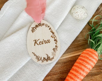Floral Egg Easter Basket Tag | Easter Tag | Name Tag | Easter Basket Tag | Egg Tag | Kids Easter Basket | Chinoiserie Tag | Personalized Tag