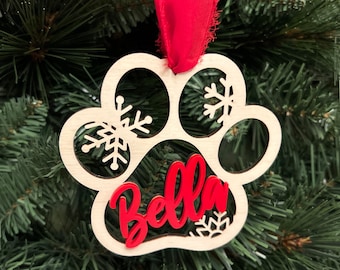 Personalized Dog Paw Ornament | Custom Pet Christmas Ornament | Animal 2025 Ornament | Cat Ornament | Dog Ornament | Paw Print Ornament