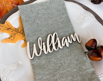 Thanksgiving Personalized Name Tags | Custom Name Wood Table Décor | Table Decor Place Tag | Friendsgiving Personalized Place Cards