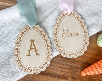 Scalloped Lace Easter Basket Tag | Bunny Easter Tag | Name Tag | Easter Basket Tag | Easter Tag | Kids Easter Basket | Floral Bunny Egg Tag