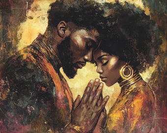 Faithful Love – Black Couple Holding Hands in Prayer Canvas Print