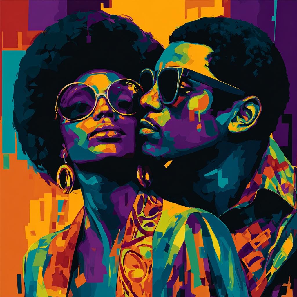 Black Couple Coffee Date Art | Romantic Afrocentric Illustration ...