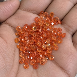 Natural Orange Sapphire 2mm round Faceted Gemstone, Loose Stone, Tiny Ruby Gem, Genuine Stones
