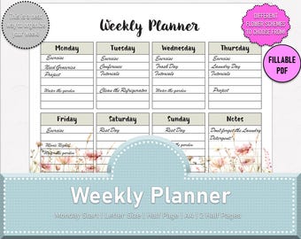 Weekly Planner Printable PDF Weekly to Do List Weekly Organizer ...